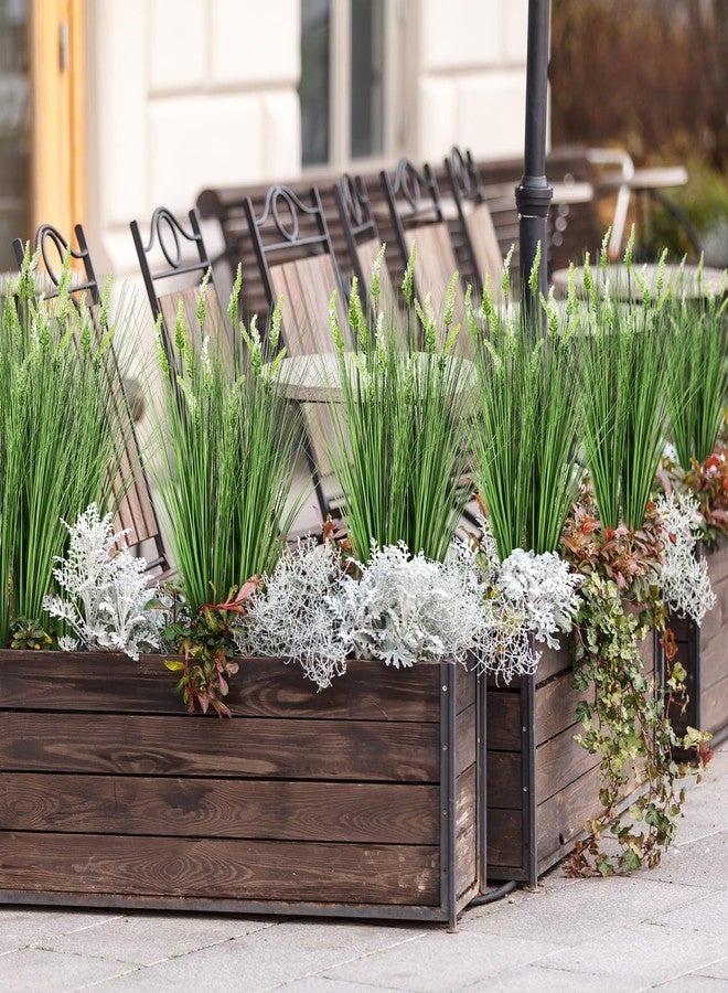 Solsew 12 Pcs Fake Tall Onion Grass 27'' Artificial Grass Plant UV Resistant Greenery Shrubs Bushes Green Faux Wheat Grass for Garden Home Porch Window Office Indoor Outdoor Decorations - Image 4